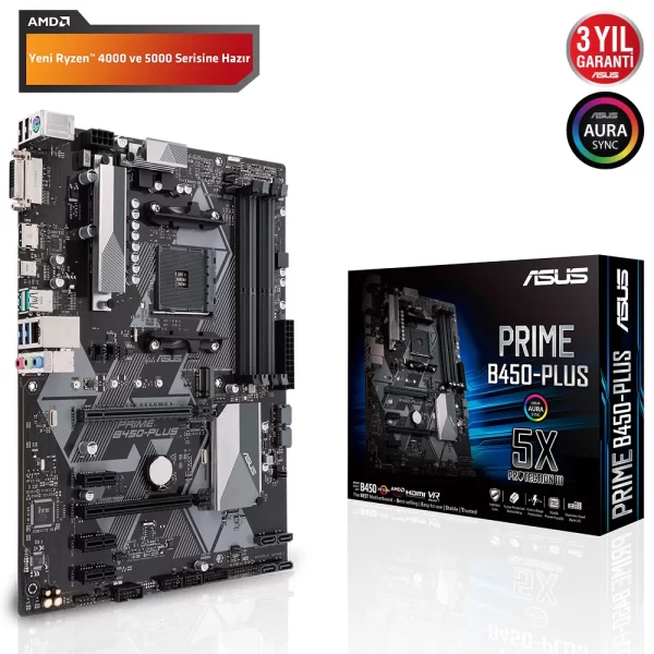 Asus Prime B450-Plus DDR4 4400MHz (OC) RGB M.2 AM4 ATX Anakart