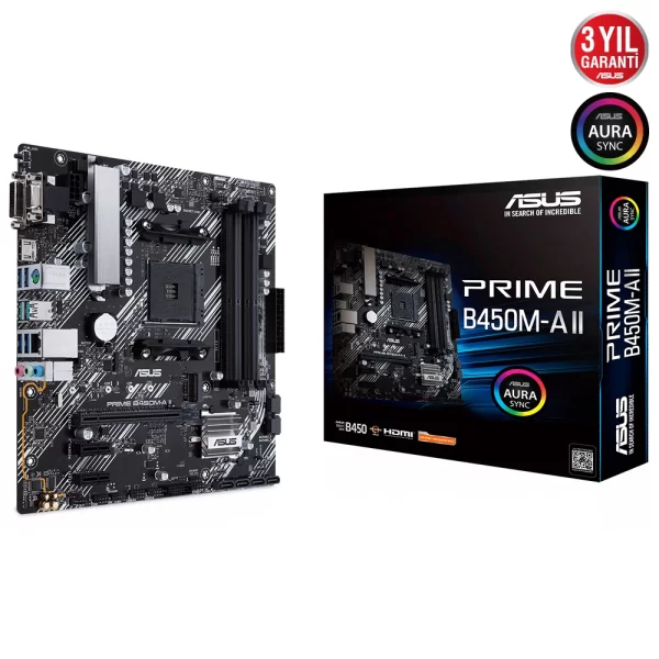 Asus Prime B450M-A II DDR4 4400MHz (OC) RGB M.2 AM4 mATX Anakart