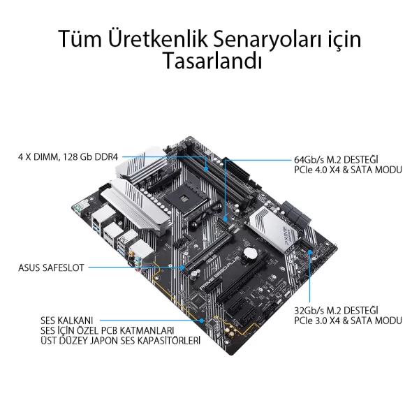 Asus Prime B550 Plus ARGB M.2 ATX DDR4 AM4 Anakart