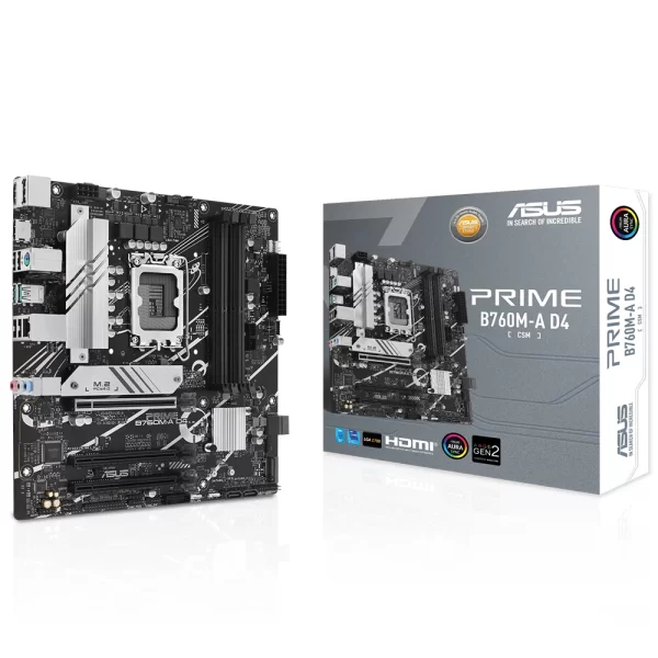 Asus Prime B760M-A D4-CSM DDR4 5333MHz (OC) RGB M.2 1700p mATX Anakart