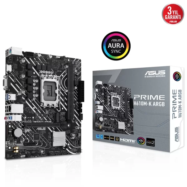 Asus Prime H610M-K ARGB M.2 mATX DDR5 LGA1700 Anakart