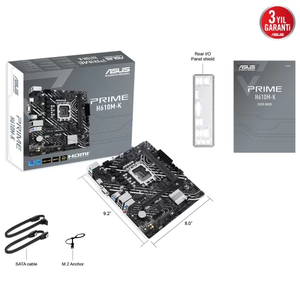 Asus Prime H610M-K DDR5 5600MHz (OC) M.2 1700p mATX Anakart