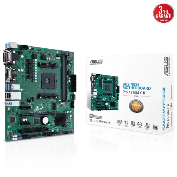 Asus Pro A520M-C II/CSM DDR4 4866MHz(OC) M.2 AM4 mATX Anakart
