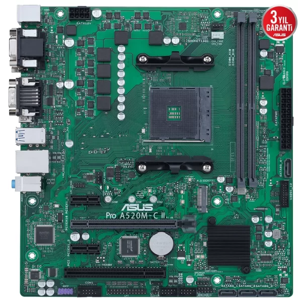 Asus Pro A520M-C II/CSM DDR4 4866MHz(OC) M.2 AM4 mATX Anakart
