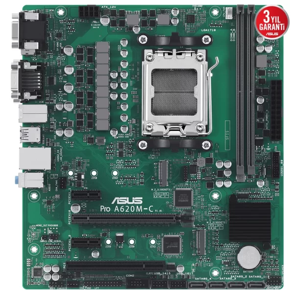 Asus Pro A620M-C-CSM DDR5 6400MHz (OC) M.2 AM5 mATX Anakart