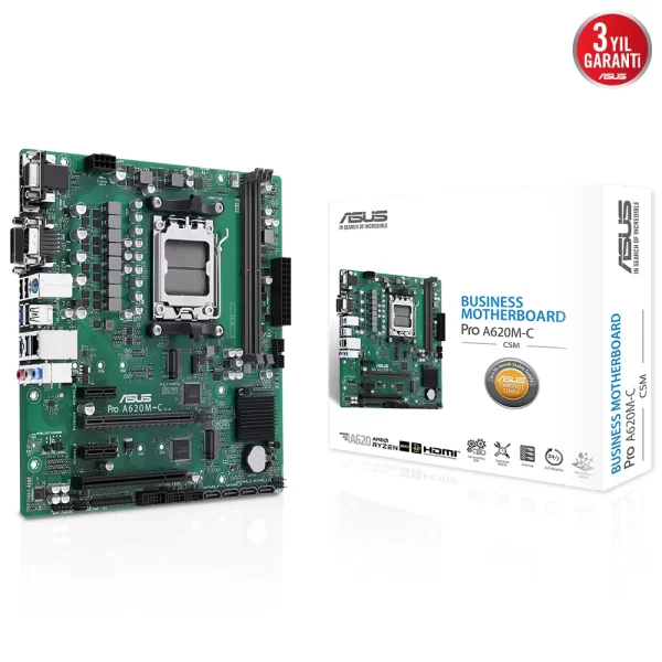 Asus Pro A620M-C-CSM DDR5 6400MHz (OC) M.2 AM5 mATX Anakart