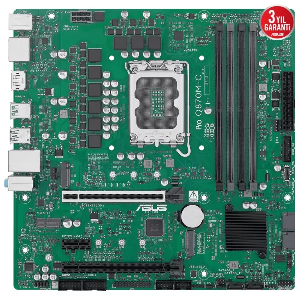 Asus PRO Q870M-C-CSM DDR5 6400MHz (OC) M.2 1851p mATX Anakart