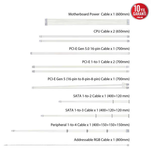 Asus ROG Strix 1000W Aura Beyaz Gold Aura Edition 80+ Gold Tam Modüler PCI-E 5.0 Güç Kaynağı