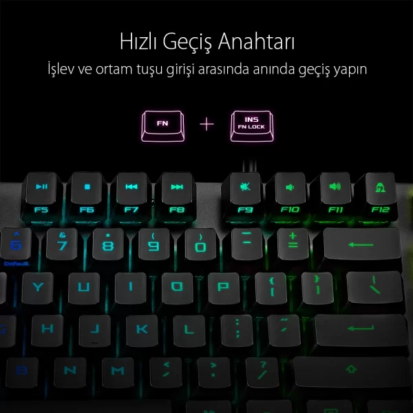 Asus ROG Strix Scope RX Blue Switch IP57 Su Geçirmez ve Toza Dayanıklı Türkçe Optik Mekanik Gaming Klavye