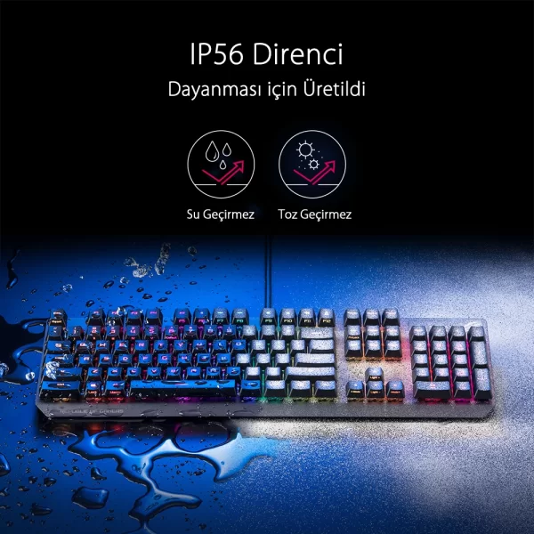 Asus ROG Strix Scope RX Blue Switch IP57 Su Geçirmez ve Toza Dayanıklı Türkçe Optik Mekanik Gaming Klavye
