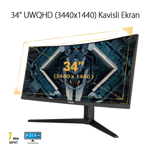 Asus TUF Gaming 34 VG34VQL1B 165Hz 1msDP HDMI USB DP HDMI USB ELMB HDR Curved FreeSync Premium VA Gaming Monitör