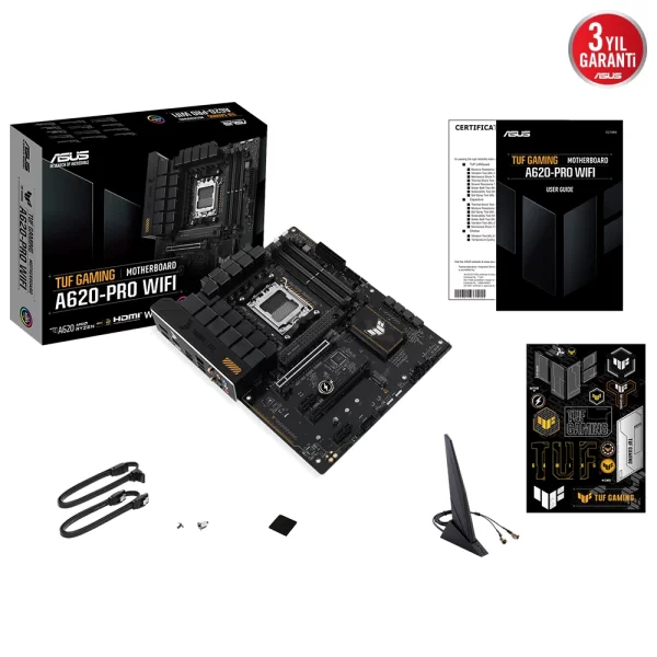 Asus TUF Gaming A620-PRO WIFI DDR5 6400mhz (OC) RGB M.2 WiFi AM5 ATX Anakart