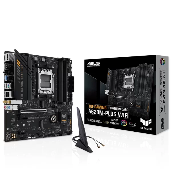 Asus TUF GAMING A620M-PLUS WIFI DDR5 6400MHz (OC) RGB M.2 Wi-Fi AM5 mATX Anakart