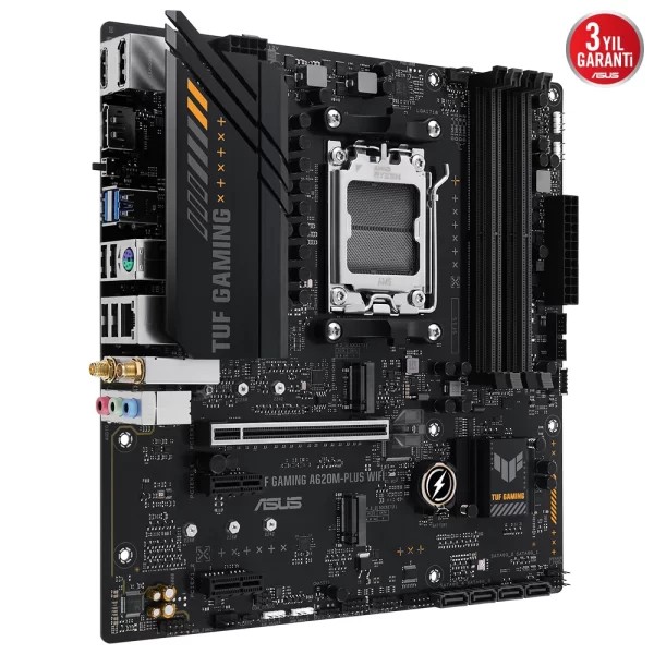 Asus TUF GAMING A620M-PLUS WIFI DDR5 6400MHz (OC) RGB M.2 Wi-Fi AM5 mATX Anakart