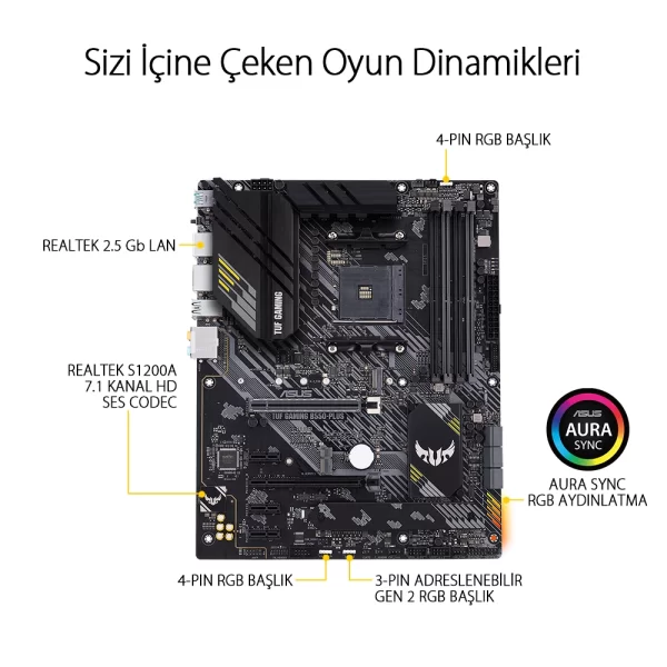 Asus TUF Gaming B550 Plus RGB M.2 ATX DDR4 AM4 Anakart