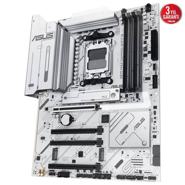 Asus X870 MAX GAMING WIFI7 W DDR5 8000MHz (OC) M.2 AM5 ATX Beyaz Anakart
