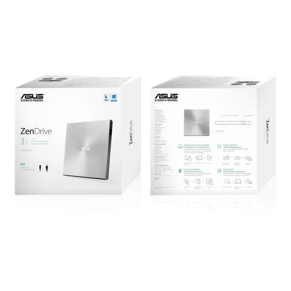 Asus Zendrive U5S SDRW-08U5S-U USB Type-C M-Disc 8X Gümüş Harici İnce DVD Yazıcı