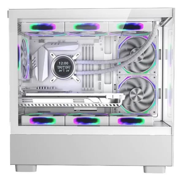 Dragos Basalt Pro 6x ARGB Fan USB 3.0 600W 80+ Plus mATX Panoramik Temperli Cam Gaming Beyaz Kasa