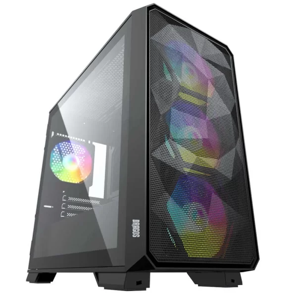 Dragos Diamond 4x ARGB Fan USB 3.0 600W 80+ Tempered Glass mATX Gaming Kasa