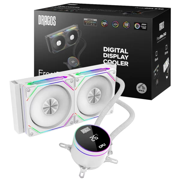 Dragos FrostBite 240 White ARGB Digital 240mm Intel-AMD Uyumlu Sıvı Soğutucu