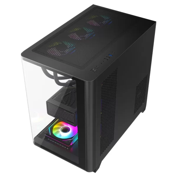 Dragos Ocean Curved Pro Siyah v2 7x ARGB Fan Type-C 750W 80+ Temperli Cam Gaming ATX Mid Tower Kasa