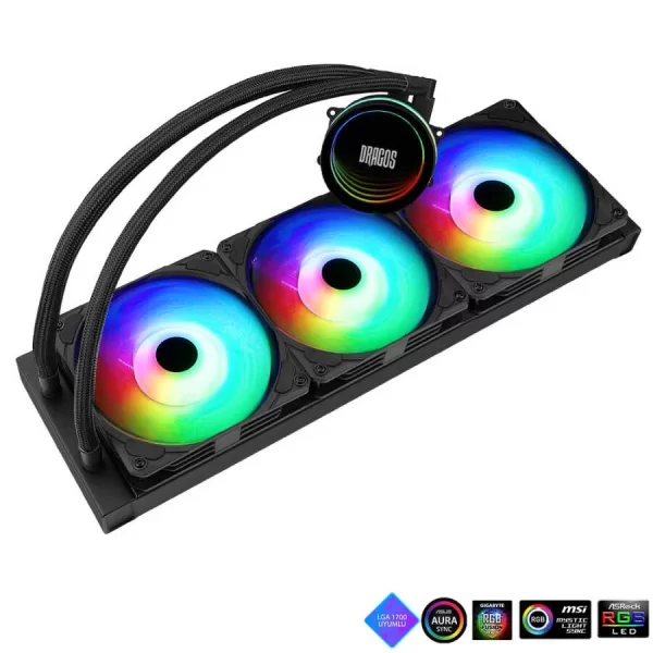 Dragos Vortex V-360 ARGB 360mm Siyah İşlemci Sıvı Soğutucu