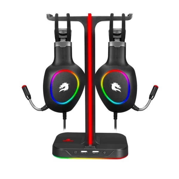 GameBooster HS01 RGB Aydınlatmalı Aksesuar ve İkili Kulaklık Standı