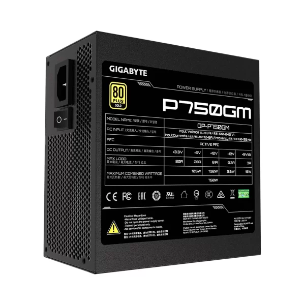 Gigabyte P750GM 750W 80+ Gold Tam Modüler Güç Kaynağı