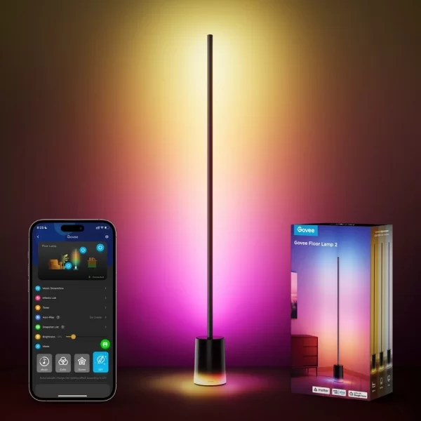 Govee Ayaklı Lamba 2 RGBICWW Akıllı Dikey Aydınlatma (Wi-Fi ve Bluetooth Destekli, Alexa ve Google Assistant Uyumlu) H607C311