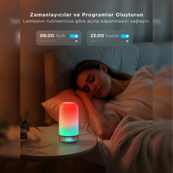 Govee RGBICWW Silindir Akıllı Masa Lambası 2 (Wi-Fi ve Bluetooth Destekli, Alexa ve Google Assistant Uyumlu) H60223D1