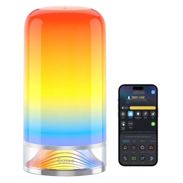 Govee RGBICWW Silindir Akıllı Masa Lambası 2 (Wi-Fi ve Bluetooth Destekli, Alexa ve Google Assistant Uyumlu) H60223D1