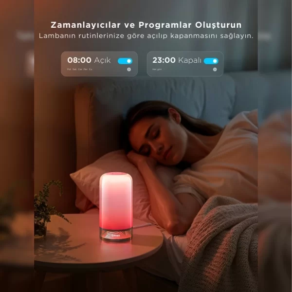 Govee RGBICWW Silindir Akıllı Masa Lambası 2 (Wi-Fi ve Bluetooth Destekli, Alexa ve Google Assistant Uyumlu) H60223D1