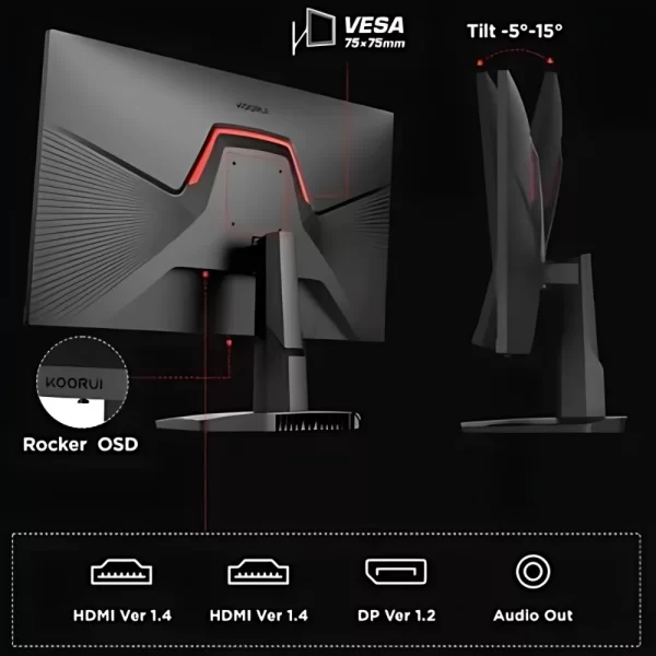 Koorui 24.5 25E3A 1ms 170Hz HDMI, DisplayPort FreeSync VESA 1080p Gaming Siyah Monitör