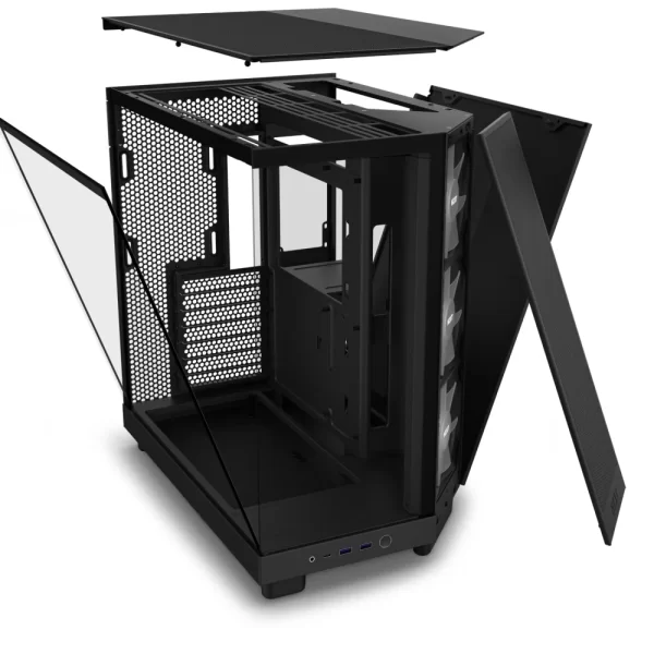 NZXT H6 Flow RGB Siyah Temperli Cam USB 3.2 ATX Mid Tower Kasa