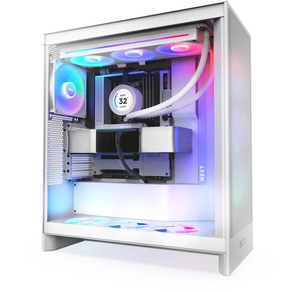 NZXT H7 Flow (2024) RGB Beyaz Temperli Cam USB 3.2 ATX Mid Tower Kasa