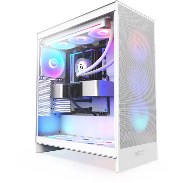 NZXT H7 Flow (2024) RGB Beyaz Temperli Cam USB 3.2 ATX Mid Tower Kasa