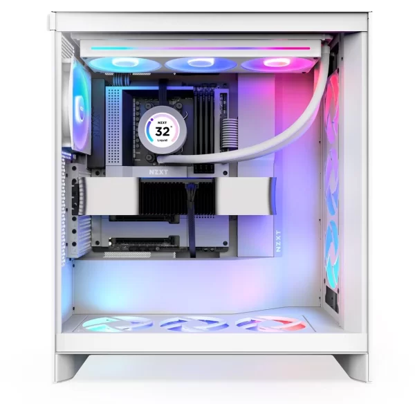NZXT H7 Flow (2024) RGB Beyaz Temperli Cam USB 3.2 ATX Mid Tower Kasa