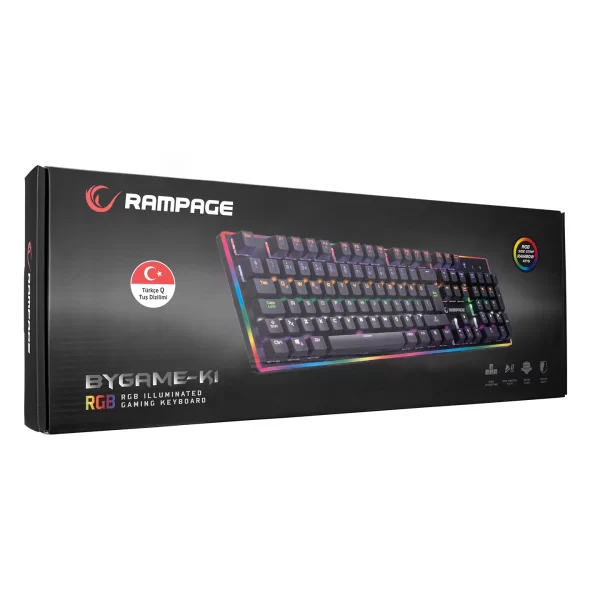 Rampage BYGAME-K1 RGB Led Frame Rainbow Mekanik Red Switch Gaming Oyuncu Klavyesi