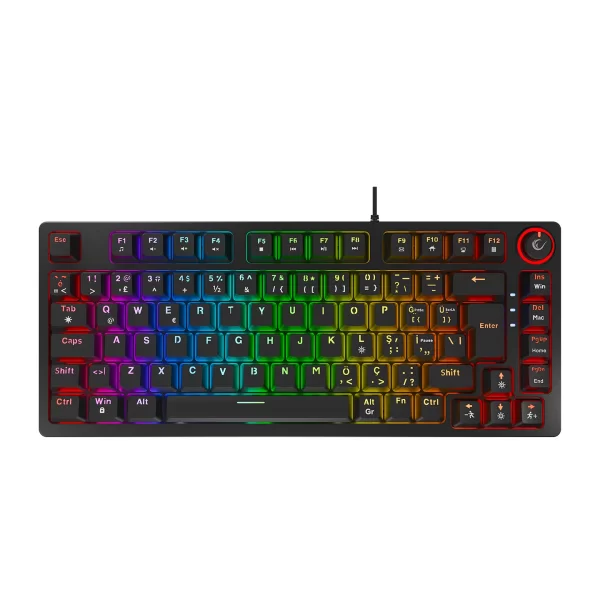 Rampage ENIGMA 75 Siyah USB RGB Aydınlatmalı Red Switch Tam Türkçe 1800 Kompakt Dizilim Gaming Mekanik Klavye