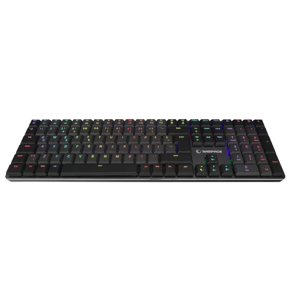 Rampage GRANITE PRO Rainbow Red Switch Low Profile Siyah/Gri Mekanik Gaming Klavye