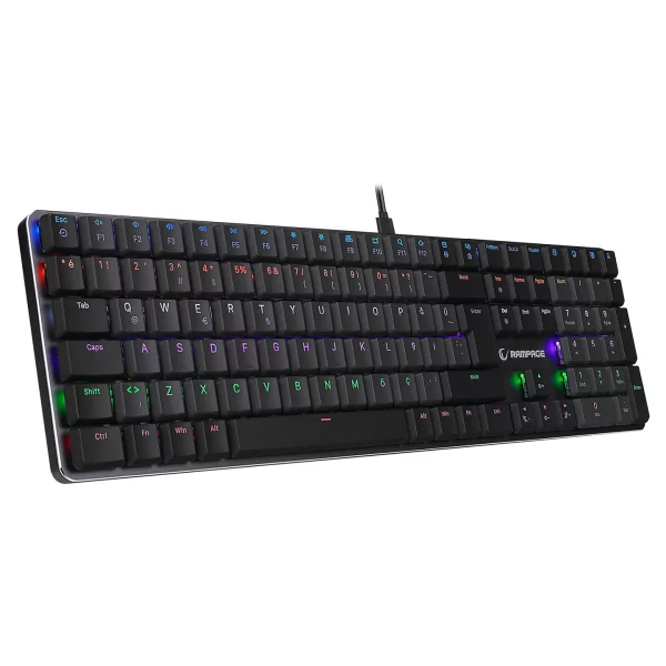 Rampage GRANITE PRO Rainbow Red Switch Low Profile Siyah/Gri Mekanik Gaming Klavye