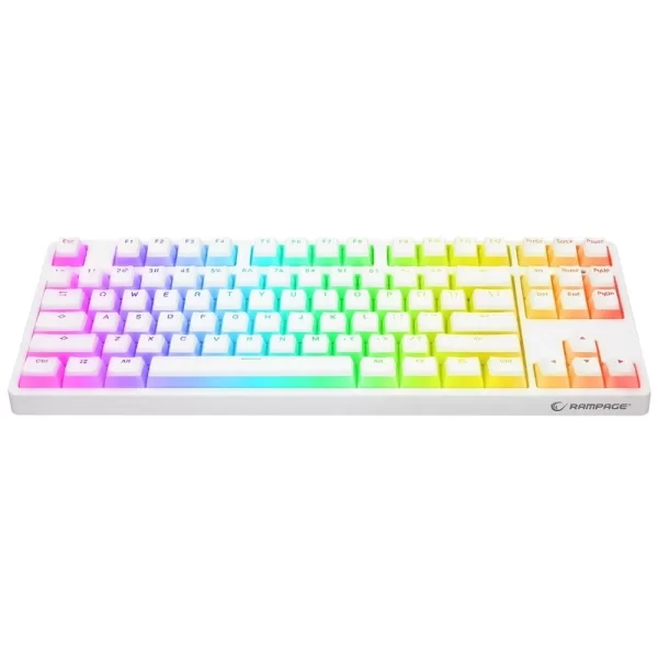Rampage KB-R136 GHOST Beyaz Type-C Bağlantılı RGB Puding Tuşlu Red Switch US Gaming Oyuncu Klavye