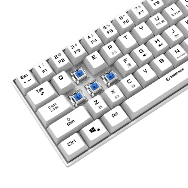 Rampage KB-RX63 B-ATOM Beyaz Bluetooth RGB Backlight Blue Switch Mekanik Q 63 Tuşlu Mini Gaming Oyuncu Klavyesi
