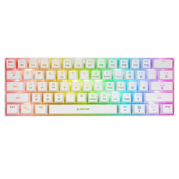 Rampage KB-RX63 B-ATOM Beyaz Bluetooth RGB Backlight RED SWITCH US Layout English 63 Tuşlu Mini Gaming Oyuncu Klavyesi
