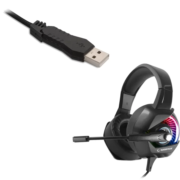 Rampage RM-K66 TYPHOON Siyah USB 7.1 Version RGB Ledli Gaming Oyuncu Mikrofonlu Kulaklık