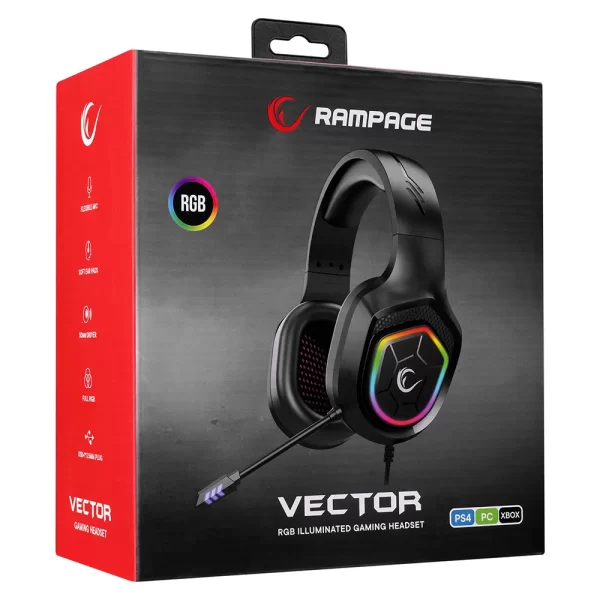 Rampage RM-K90 VECTOR Siyah RGB Led Type-C Gaming Mikrofonlu Oyuncu Kulaklığı