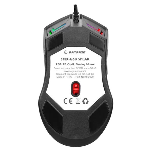 Rampage SMX-G68 SPEAR Full RGB 7200DPI Siyah 7D Makrolu Gaming Oyuncu Mouse
