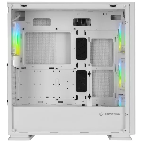 Rampage VANGUARD V2 Beyaz Mesh Easy Temperli Cam Type-C+Usb3.0  4*RGB Fan+Hub E-ATX Big-T Gaming Kasa