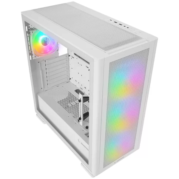 Rampage VANGUARD V2 Beyaz Mesh Easy Temperli Cam Type-C+Usb3.0  4*RGB Fan+Hub E-ATX Big-T Gaming Kasa