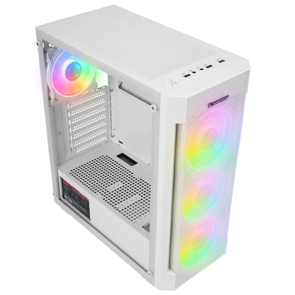 Rampage VIGILANT Mesh 650W 80+ BRONZE Beyaz Temperli Camlı 4x12cm RGB Fan ATX Mid-T Gaming Oyuncu Kasası
